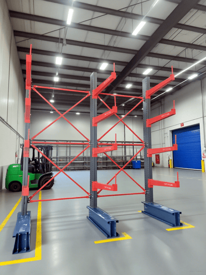 Single & Double - Sided Cantilever Rack | Heavy - Duty Racking – 3300 lbs Capacity - with SINGLE SIDED 3300 LBS CANTILEVER RACK | Sold by Uncle Wiener's Wholesale