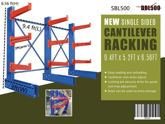 Single & Double - Sided Cantilever Rack | Heavy - Duty Racking – 3300 lbs Capacity - with DUAL SIDED CANTILEVER RACK | Sold by Uncle Wiener's Wholesale