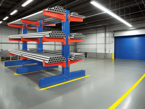 Single & Double - Sided Cantilever Rack | Heavy - Duty Racking – 3300 lbs Capacity - with SINGLE SIDED 3300 LBS CANTILEVER RACK | Sold by Uncle Wiener's Wholesale