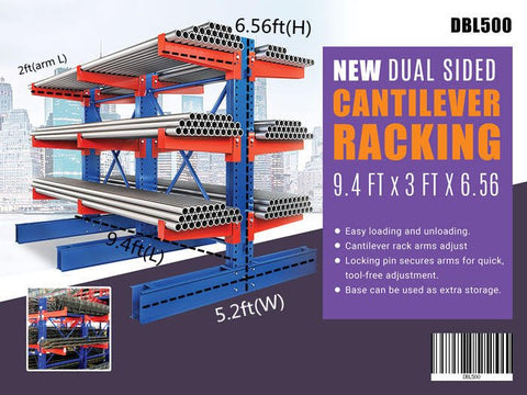 Single & Double - Sided Cantilever Rack | Heavy - Duty Racking – 3300 lbs Capacity - with DUAL SIDED CANTILEVER RACK | Sold by Uncle Wiener's Wholesale
