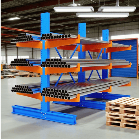 Single & Double - Sided Cantilever Rack | Heavy - Duty Racking – 3300 lbs Capacity - with SINGLE SIDED 3300 LBS CANTILEVER RACK | Sold by Uncle Wiener's Wholesale