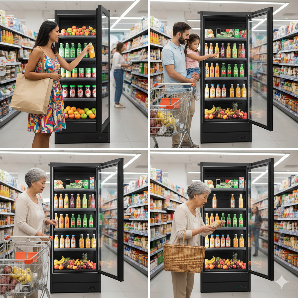Single Glass Door Beverage Display Cooler | Commercial Merchandiser Fridge for Drinks & Produce C6BF - with | Sold by Uncle Wiener's Wholesale