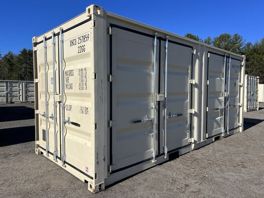 Single - Trip 20′ Sea Container – Multi - Door 3 - Door Storage Container | SKUs 723528 & 723529 - with High Cube 9'6 | Sold by Uncle Wiener's Wholesale