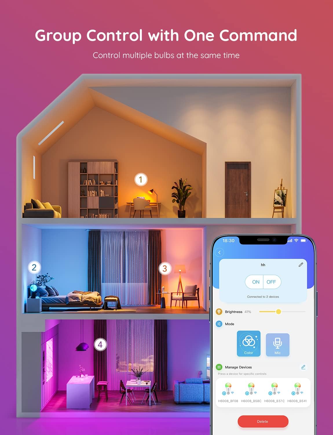 Smart WiFi LED Light Bulbs – Color Changing RGBWW A19, Alexa & Google Compatible, Music Sync, 16 Million Colors – 4 Pack – 19849841 - with | Sold by Uncle Wiener's Wholesale