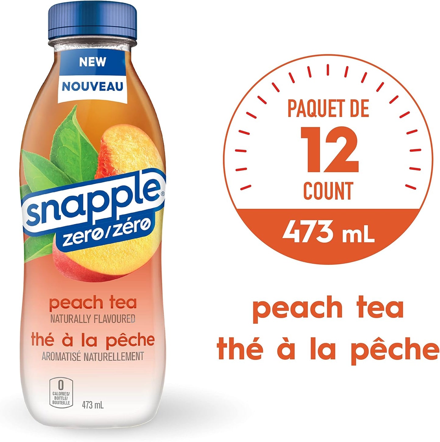 Snapple Peach Tea 12 Pack Bottles – Naturally Flavoured Iced Tea Drink SNPPT12 - with | Sold by Uncle Wiener's Wholesale