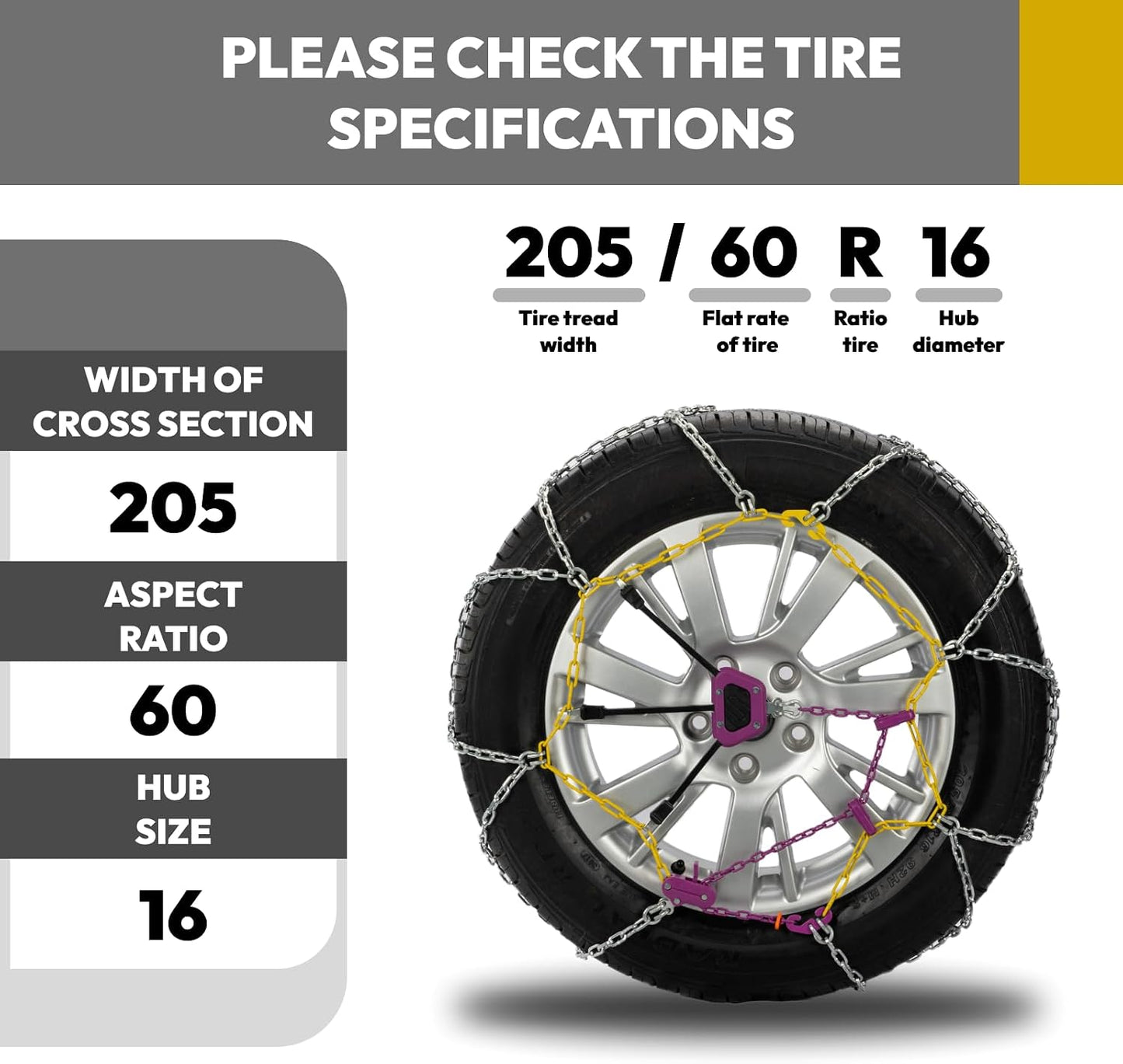 SNOCATENA Auto-Tightening Snow Chains – Set of 2 Universal Emergency Tire Chains for Cars, SUVs & Trucks - General Equipment with | Sold by Uncle Wiener's Wholesale