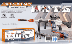 Soft Shot M416 Foam Dart Blaster Toy with Scope, Bipod, Belt-Feed Chain, 30 Darts &amp; 15 Shells DQ9992