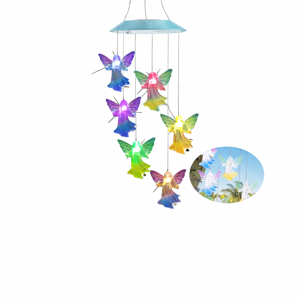 Solar Angel Wind Chime – Color Changing LED Outdoor Hanging Garden Light 5123H - with | Sold by Uncle Wiener's Wholesale