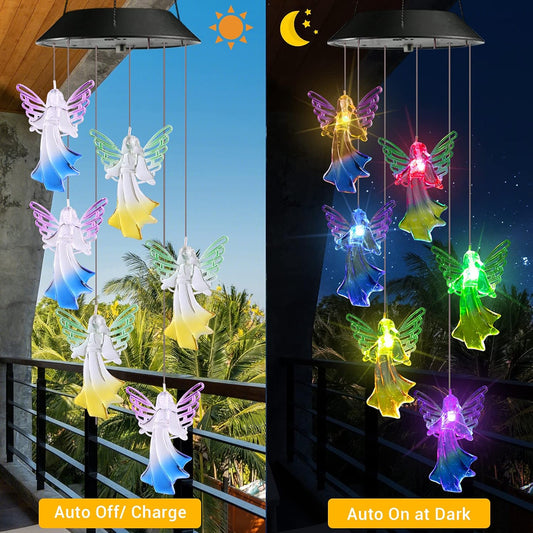 Solar Angel Wind Chime – Color Changing LED Outdoor Hanging Garden Light 5123H - with | Sold by Uncle Wiener's Wholesale