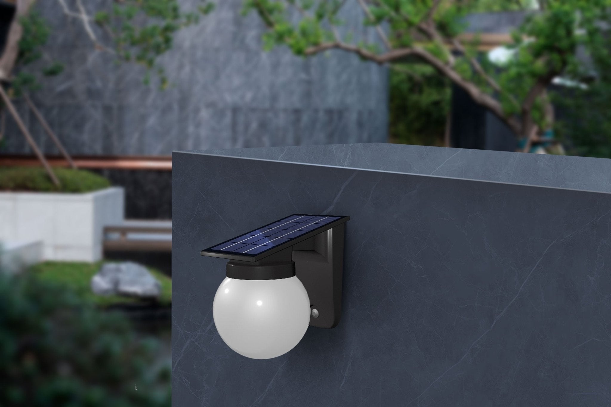 Solar Ball Wall Light 3 Color Temperature Outdoor LED Garden Light QYJG10 - with | Sold by Uncle Wiener's Wholesale