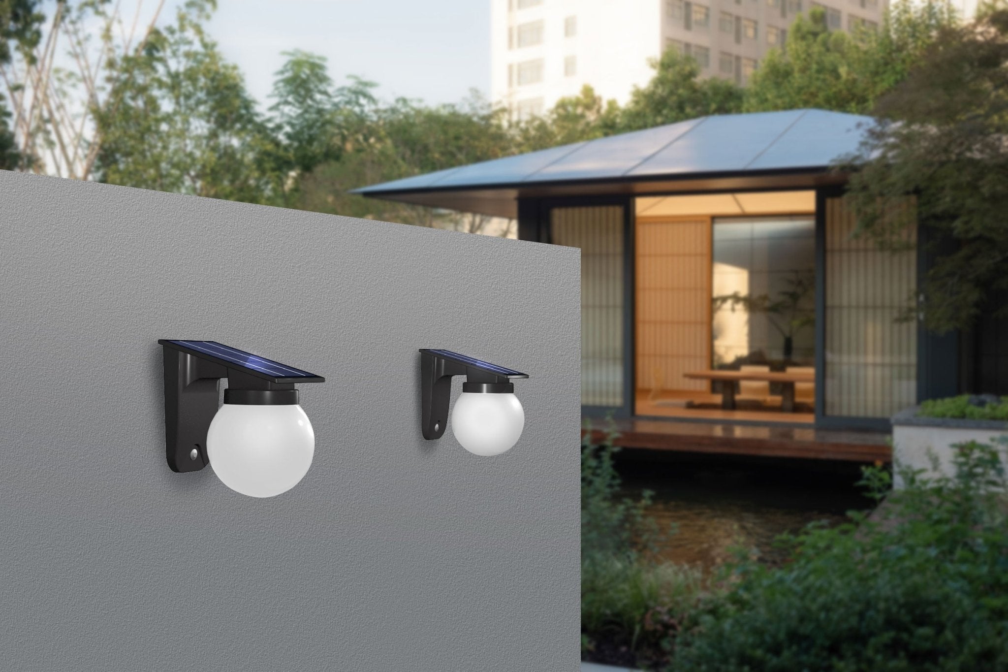 Solar Ball Wall Light 3 Color Temperature Outdoor LED Garden Light QYJG10 - with | Sold by Uncle Wiener's Wholesale