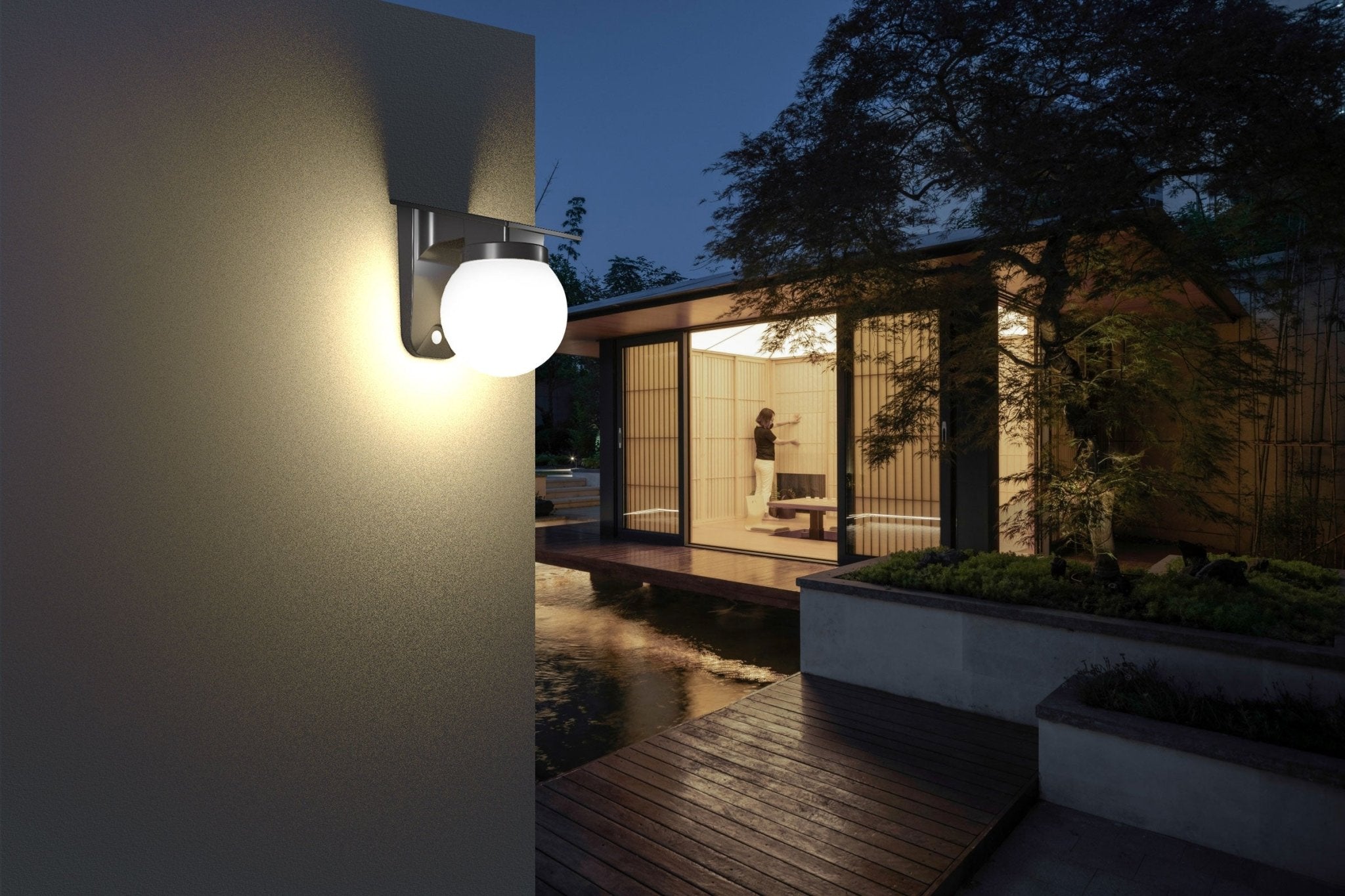 Solar Ball Wall Light 3 Color Temperature Outdoor LED Garden Light QYJG10 - with | Sold by Uncle Wiener's Wholesale