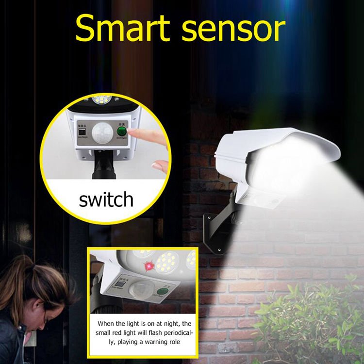 Solar Dummy Security Camera Light 77 LED Motion Sensor Remote Control Outdoor IP65 MFXH78T - with | Sold by Uncle Wiener's Wholesale