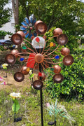 Solar Garden Metal Wind Spinner Windmill – Colorful Outdoor Yard Decor | SKU: 517044 - with | Sold by Uncle Wiener's Wholesale