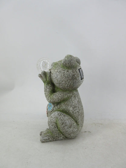 Solar Garden Statues with LED Lights Dog Frog Gnome Highland Cow Rabbit Cat Bear Collection KHSOLAR01 - with Frog with Globe Solar Light | Sold by Uncle Wiener's Wholesale