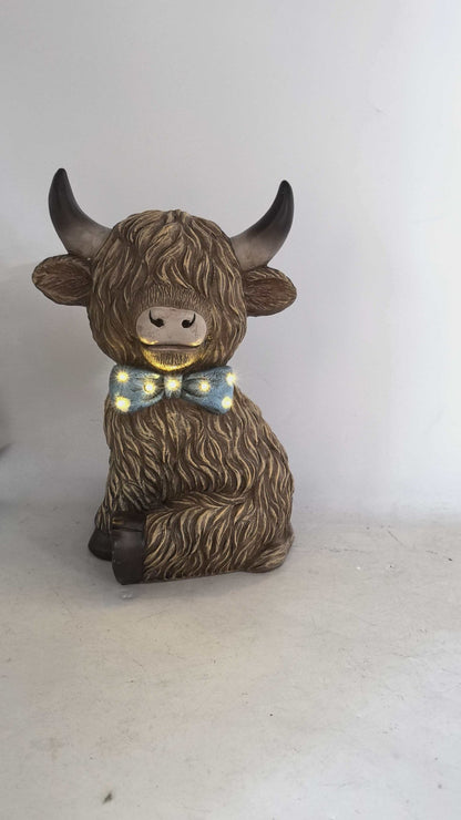 Solar Garden Statues with LED Lights Dog Frog Gnome Highland Cow Rabbit Cat Bear Collection KHSOLAR01 - with Highland Cow Floral Solar Light | Sold by Uncle Wiener's Wholesale