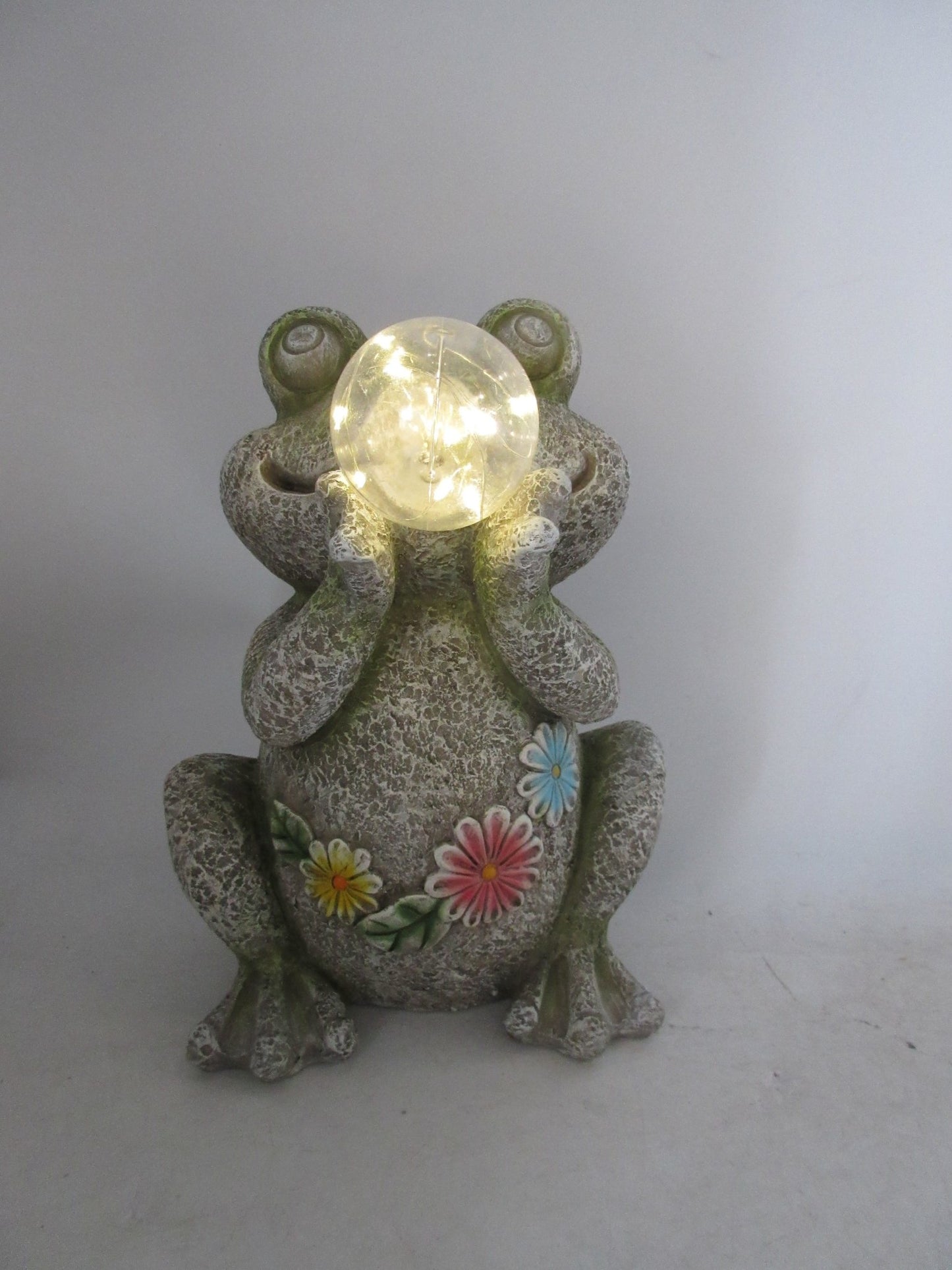 Solar Garden Statues with LED Lights Dog Frog Gnome Highland Cow Rabbit Cat Bear Collection KHSOLAR01 - with Frog with Globe Solar Light | Sold by Uncle Wiener's Wholesale