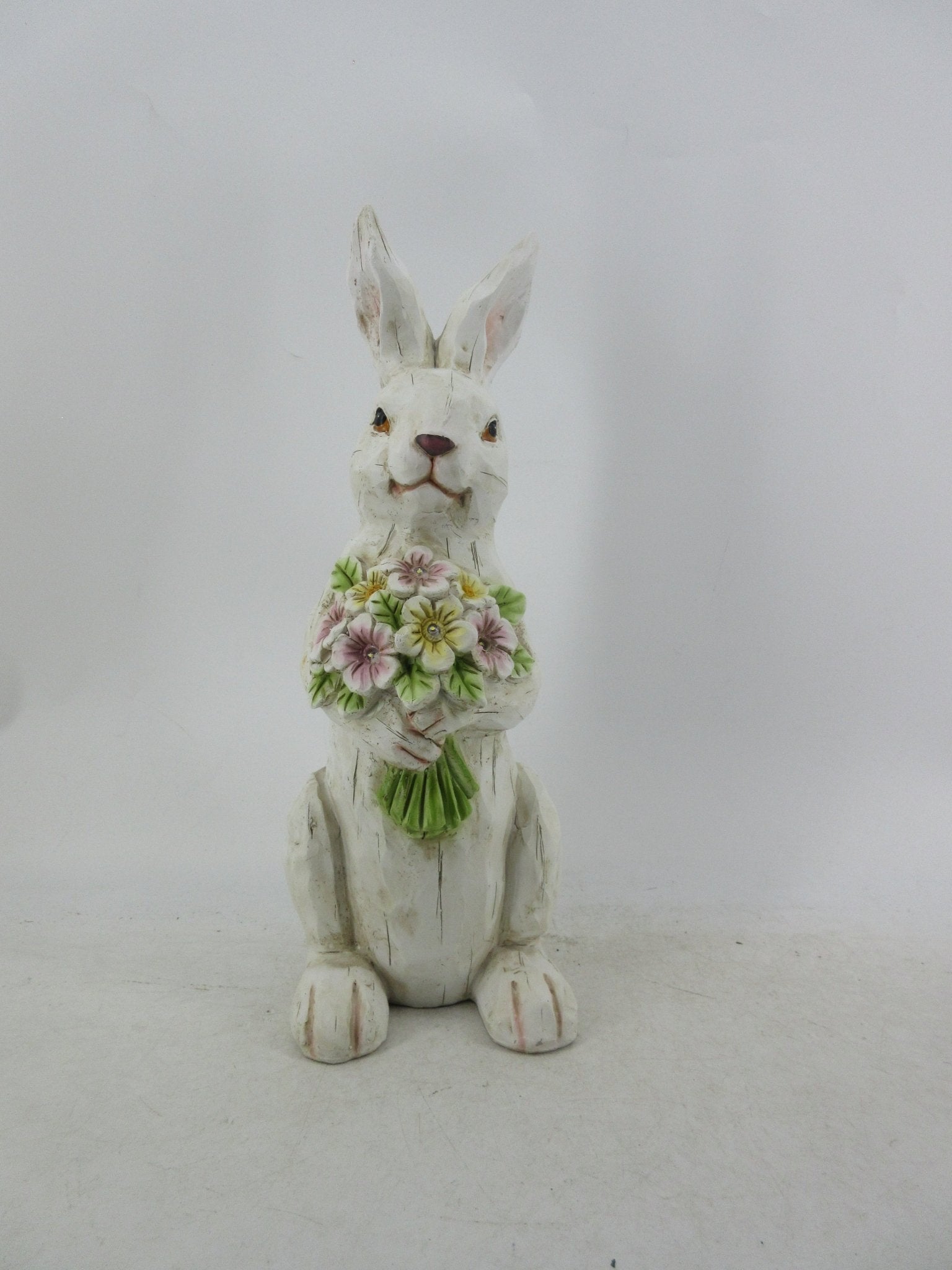 Solar Garden Statues with LED Lights Dog Frog Gnome Highland Cow Rabbit Cat Bear Collection KHSOLAR01 - with Rabbit Holding Flowers Solar Light | Sold by Uncle Wiener's Wholesale
