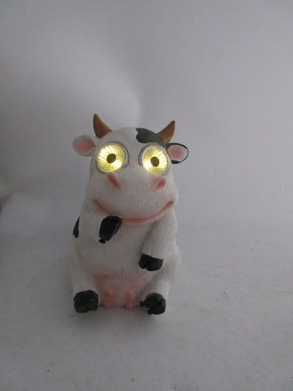 Solar Garden Statues with LED Lights Dog Frog Gnome Highland Cow Rabbit Cat Bear Collection KHSOLAR01 - with Cow with LED Eyes Solar Light | Sold by Uncle Wiener's Wholesale