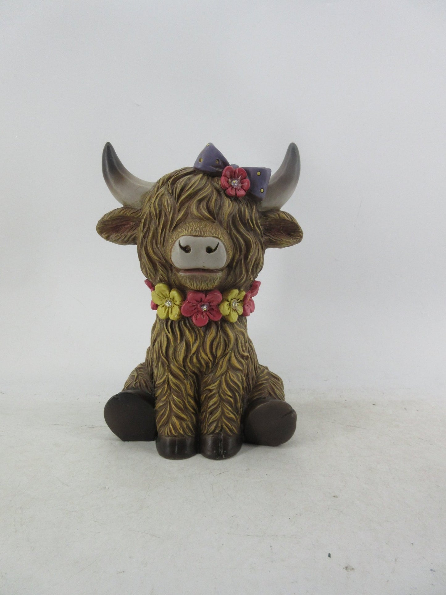 Solar Garden Statues with LED Lights Dog Frog Gnome Highland Cow Rabbit Cat Bear Collection KHSOLAR01 - with Highland Cow Floral Solar Light | Sold by Uncle Wiener's Wholesale