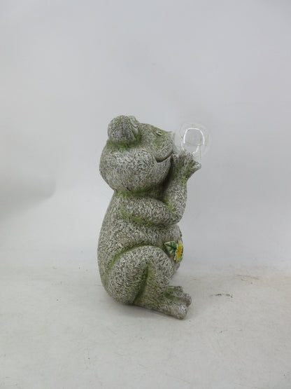 Solar Garden Statues with LED Lights Dog Frog Gnome Highland Cow Rabbit Cat Bear Collection KHSOLAR01 - with Frog with Globe Solar Light | Sold by Uncle Wiener's Wholesale