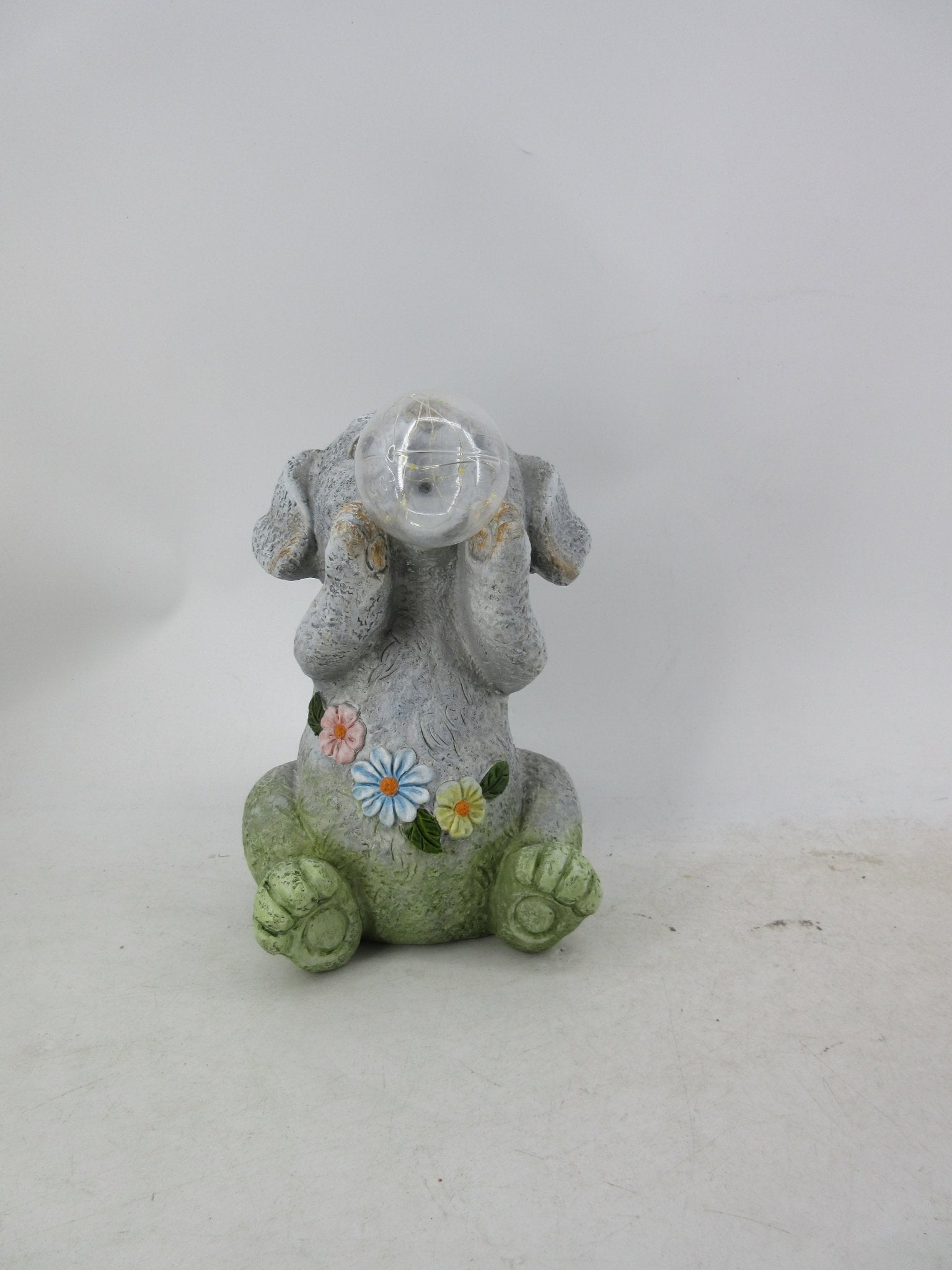 Solar Garden Statues with LED Lights Dog Frog Gnome Highland Cow Rabbit Cat Bear Collection KHSOLAR01 - with Dog with Globe Solar Light | Sold by Uncle Wiener's Wholesale