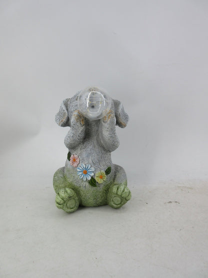 Solar Garden Statues with LED Lights Dog Frog Gnome Highland Cow Rabbit Cat Bear Collection KHSOLAR01 - with Dog with Globe Solar Light | Sold by Uncle Wiener's Wholesale