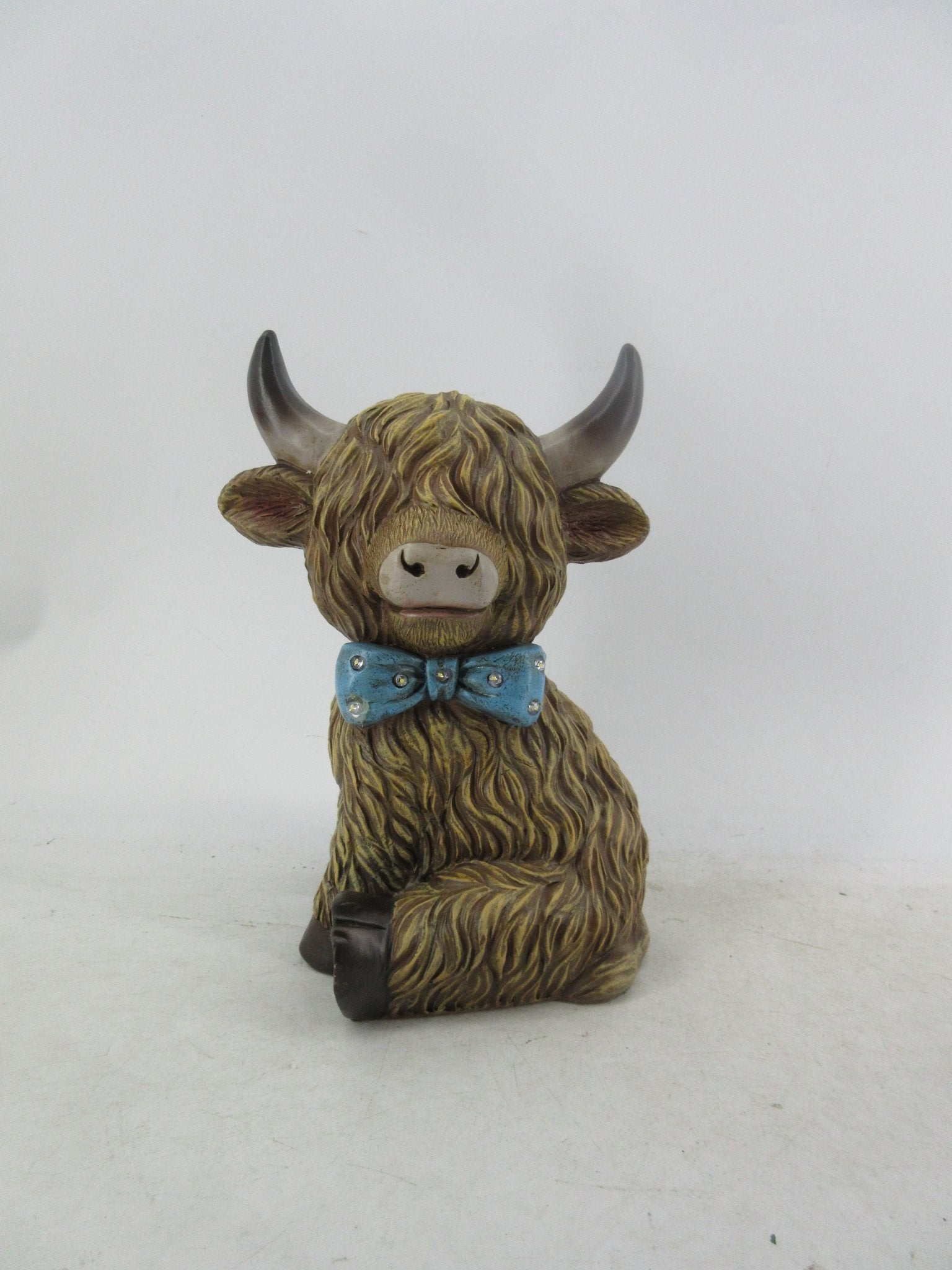Solar Garden Statues with LED Lights Dog Frog Gnome Highland Cow Rabbit Cat Bear Collection KHSOLAR01 - with Highland Cow Bow Solar Light | Sold by Uncle Wiener's Wholesale