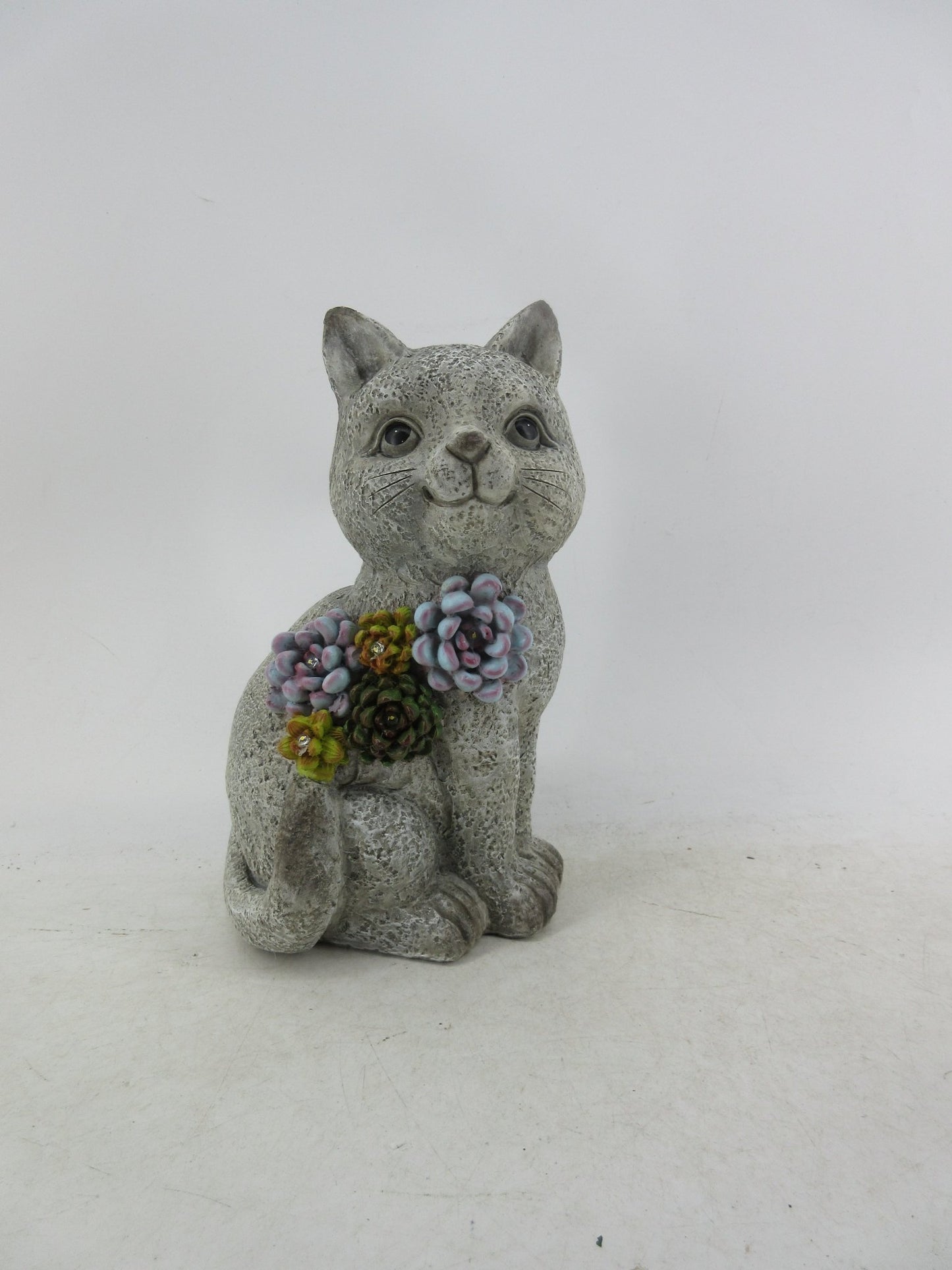 Solar Garden Statues with LED Lights Dog Frog Gnome Highland Cow Rabbit Cat Bear Collection KHSOLAR01 - with Cat with Succulents Solar Light | Sold by Uncle Wiener's Wholesale