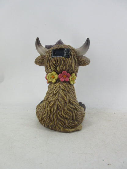 Solar Garden Statues with LED Lights Dog Frog Gnome Highland Cow Rabbit Cat Bear Collection KHSOLAR01 - with Highland Cow Floral Solar Light | Sold by Uncle Wiener's Wholesale
