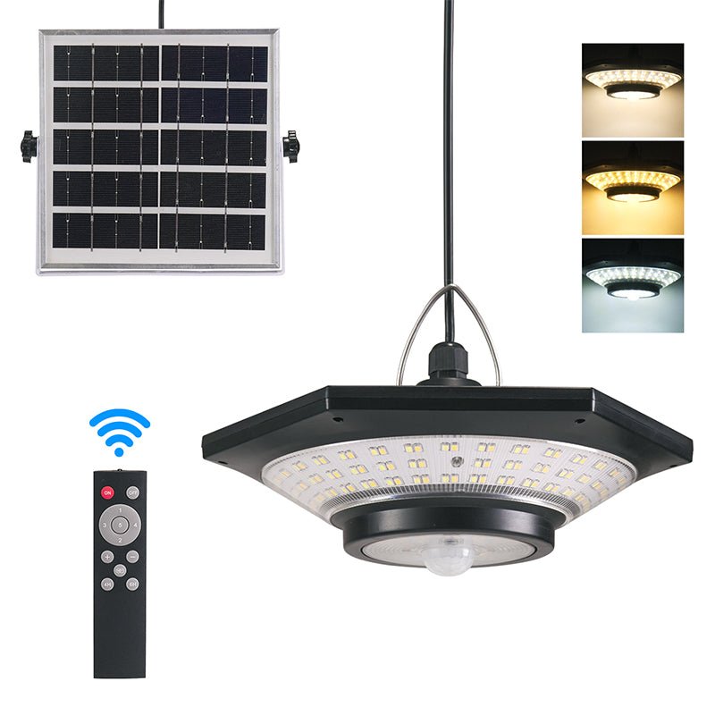 Solar Highbay LED Light with Remote – Dual Light Modes, Motion Sensor, IP65 Waterproof 527342 - with | Sold by Uncle Wiener's Wholesale