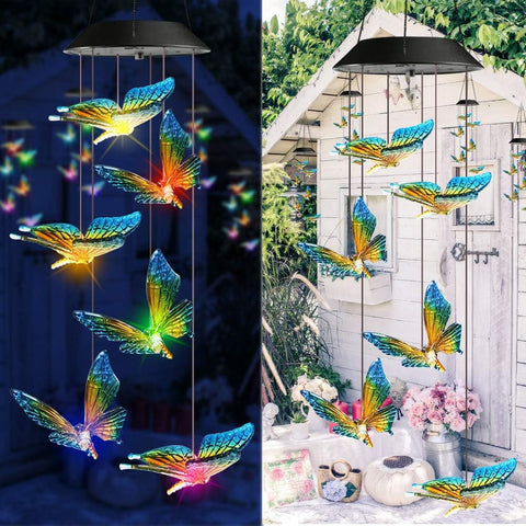 Solar LED Butterfly / Hummingbird / Crystal Ball Wind Chimes – Color - Changing RGB – 431HWC - with | Sold by Uncle Wiener's Wholesale