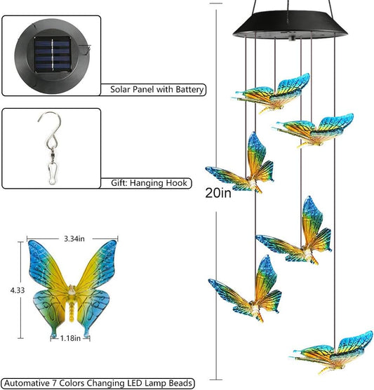 Solar LED Butterfly / Hummingbird / Crystal Ball Wind Chimes – Color - Changing RGB – 431HWC - with | Sold by Uncle Wiener's Wholesale