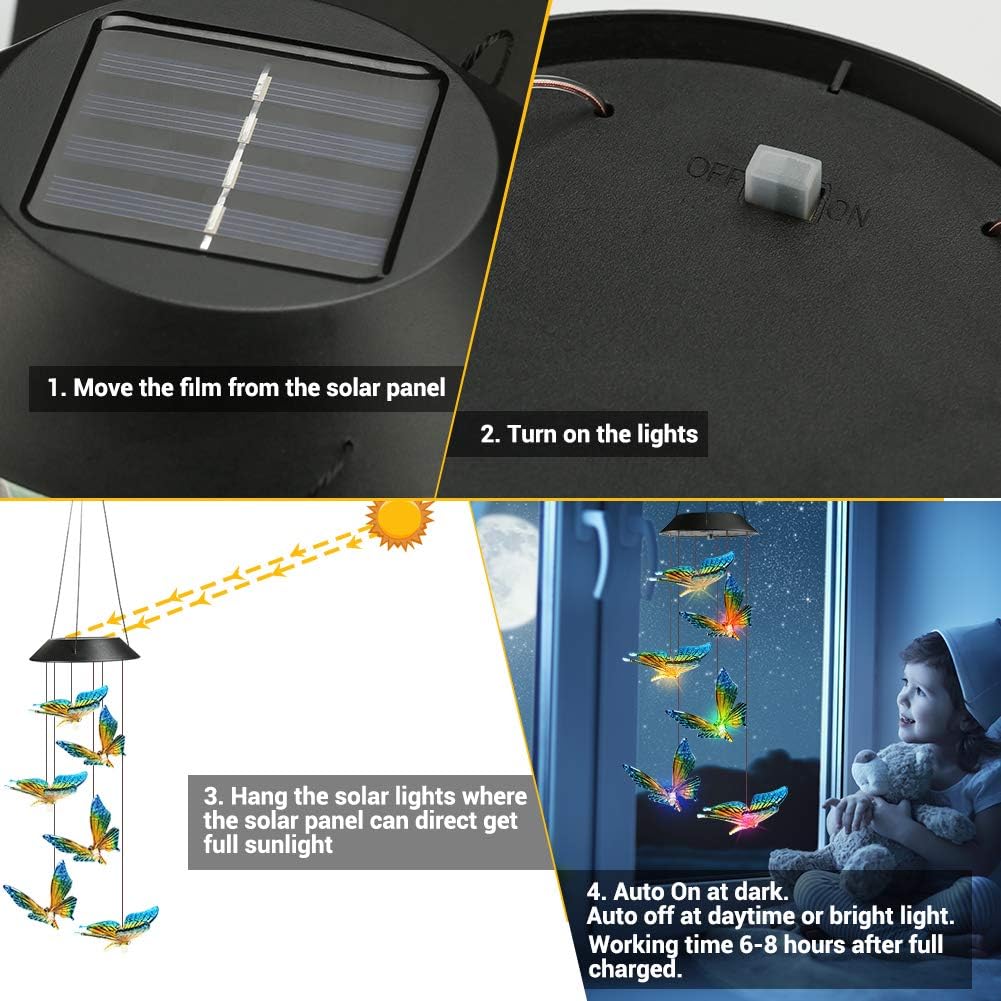 Solar LED Butterfly / Hummingbird / Crystal Ball Wind Chimes – Color - Changing RGB – 431HWC - with | Sold by Uncle Wiener's Wholesale