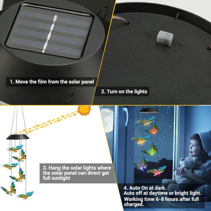 Solar LED Butterfly / Hummingbird / Crystal Ball Wind Chimes – Color - Changing RGB – 431HWC - with | Sold by Uncle Wiener's Wholesale
