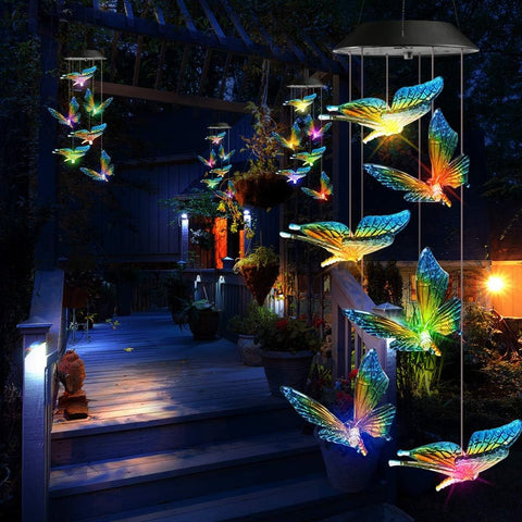Solar LED Butterfly / Hummingbird / Crystal Ball Wind Chimes – Color - Changing RGB – 431HWC - with | Sold by Uncle Wiener's Wholesale