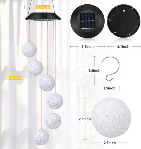 Solar LED Crystal Ball Wind Chimes – Color Changing Outdoor Garden Lights SL880 - with | Sold by Uncle Wiener's Wholesale