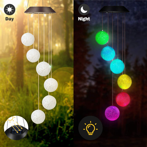 Solar LED Crystal Ball Wind Chimes – Color Changing Outdoor Garden Lights SL880 - with | Sold by Uncle Wiener's Wholesale