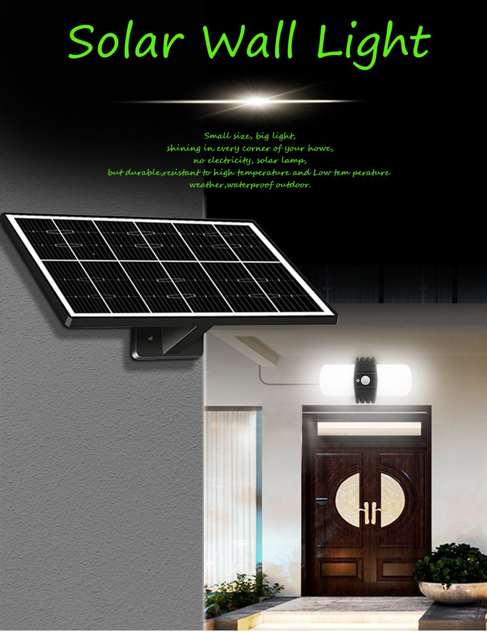 Solar Motion Sensor Wall Light – 1000 Lumens – SKU QYJW16 - with | Sold by Uncle Wiener's Wholesale