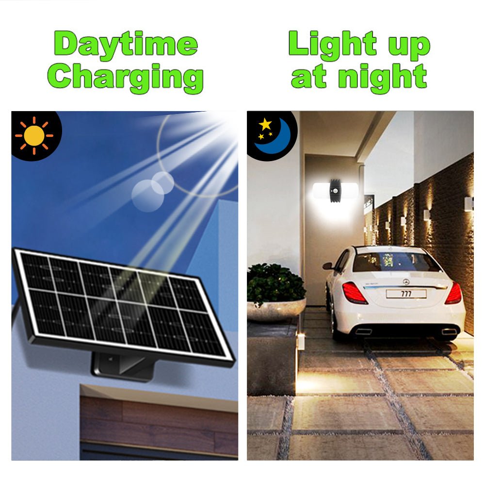 Solar Motion Sensor Wall Light – 1000 Lumens – SKU QYJW16 - with | Sold by Uncle Wiener's Wholesale
