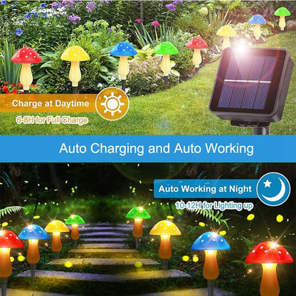 Solar Mushroom Garden Lights 8 LED Colourful Pathway Stake Lights Outdoor Decor MFSLC42C - with | Sold by Uncle Wiener's Wholesale