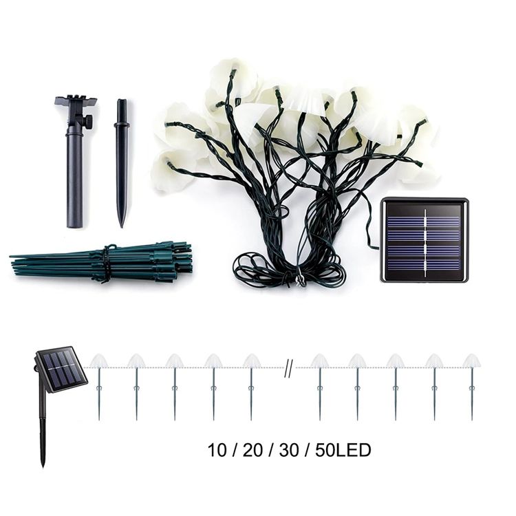 Solar Mushroom String Lights 20 LED Warm White Garden Pathway Lights 8 Modes MFSLC42W - with | Sold by Uncle Wiener's Wholesale