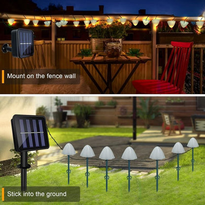Solar Mushroom String Lights 20 LED Warm White Garden Pathway Lights 8 Modes MFSLC42W - with | Sold by Uncle Wiener's Wholesale