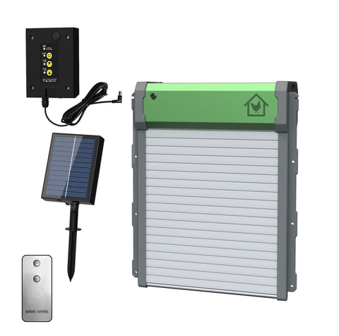Solar Powered Automatic Chicken Coop Door – Timer, Remote & Light Sensor – Anti - Pinch, Waterproof – Model S1223 - with | Sold by Uncle Wiener's Wholesale
