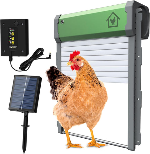 Solar Powered Automatic Chicken Coop Door – Timer, Remote & Light Sensor – Anti - Pinch, Waterproof – Model S1223 - with | Sold by Uncle Wiener's Wholesale