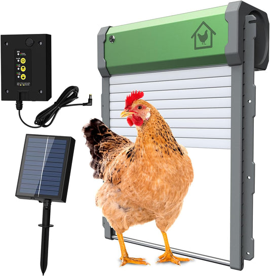 Solar Powered Automatic Chicken Coop Door – Timer, Remote & Light Sensor – Anti - Pinch, Waterproof – Model S1223 - with | Sold by Uncle Wiener's Wholesale