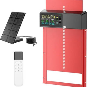 Solar Powered Automatic Chicken Coop Door with Remote Control, LCD Display, Timer, Light Sensor & Anti-Pinch Aluminum Door COOPX7