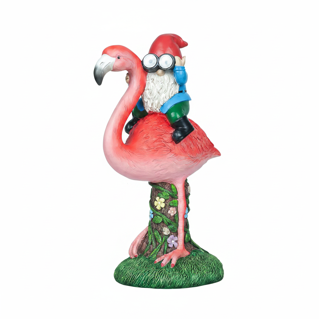 Solar Resin Gnome & Animal Garden Figures – Outdoor Decor Collection RSL16 - with 14.5 × 15.0 × 22.8 cm | Sold by Uncle Wiener's Wholesale