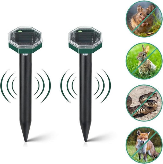 Solar Ultrasonic Mole Repellent Stake Outdoor Pest Deterrent Waterproof Garden MFRN102C - with | Sold by Uncle Wiener's Wholesale