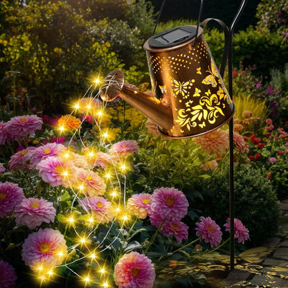 Solar Watering Can with LED Lights, Retro Metal Hanging Solar Lantern, Waterproof Garden Outdoor Decor 5341S - with | Sold by Uncle Wiener's Wholesale